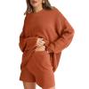 imageXIEERDUO Womens Sweater Sets 2 Piece Outfits Shorts Athleisure Lounge Wear Fall Fashion 2024Zrust