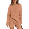 imageXIEERDUO Womens Sweater Sets 2 Piece Outfits Shorts Athleisure Lounge Wear Fall Fashion 2024Wkhakipink