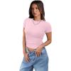 imageXIEERDUO Basic Tops for Women Short Sleeve Baby Tees 23 Pack Crew Neck T Shirts Slim Fit Tees3 Pack DarkgreenRoyalbluePink