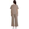 imageXIEERDUO Women Two Piece Outfits Loungewear For Women 2 Piece Set Wide Leg Pant Set Loungewear Tracksuit Khaki S