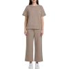 imageXIEERDUO Women Two Piece Outfits Loungewear For Women 2 Piece Set Wide Leg Pant Set Loungewear Tracksuit Khaki S