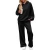 imageXIEERDUO Womens 2 Piece Outfits 2024 Sweatsuit Set Track Suits Oversized Hoodie Sweatshirts Wide Leg Sweatpants with PocketsA01black