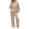 imageXIEERDUO Womens 2 Piece Outfits 2024 Sweatsuit Set Track Suits Oversized Hoodie Sweatshirts Wide Leg Sweatpants with PocketsA02coffeegrey