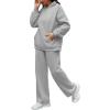 imageXIEERDUO Womens 2 Piece Outfits 2024 Sweatsuit Set Track Suits Oversized Hoodie Sweatshirts Wide Leg Sweatpants with PocketsA03light Grey
