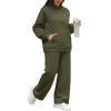 imageXIEERDUO Womens 2 Piece Outfits 2024 Sweatsuit Set Track Suits Oversized Hoodie Sweatshirts Wide Leg Sweatpants with PocketsA04brown Green
