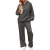 imageXIEERDUO Womens 2 Piece Outfits 2024 Sweatsuit Set Track Suits Oversized Hoodie Sweatshirts Wide Leg Sweatpants with PocketsA05dark Grey