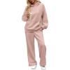 imageXIEERDUO Womens 2 Piece Outfits 2024 Sweatsuit Set Track Suits Oversized Hoodie Sweatshirts Wide Leg Sweatpants with PocketsA06grey Pink