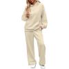 imageXIEERDUO Womens 2 Piece Outfits 2024 Sweatsuit Set Track Suits Oversized Hoodie Sweatshirts Wide Leg Sweatpants with PocketsA07apricot