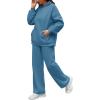 imageXIEERDUO Womens 2 Piece Outfits 2024 Sweatsuit Set Track Suits Oversized Hoodie Sweatshirts Wide Leg Sweatpants with PocketsA08grey Blue