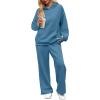 imageXIEERDUO Womens 2 Piece Outfits 2024 Sweatsuit Set Track Suits Oversized Hoodie Sweatshirts Wide Leg Sweatpants with PocketsA08grey Blue