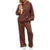 imageXIEERDUO Womens 2 Piece Outfits 2024 Sweatsuit Set Track Suits Oversized Hoodie Sweatshirts Wide Leg Sweatpants with PocketsA09brown