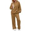 imageXIEERDUO Womens 2 Piece Outfits 2024 Sweatsuit Set Track Suits Oversized Hoodie Sweatshirts Wide Leg Sweatpants with PocketsA10 Khaki