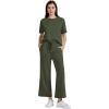 imageXIEERDUO Womens 2 Piece Outfits For Women Loose Pajamas Pullover Tops And Wide Leg Pants Lounge Sets Tracksuit Sweatsuit03green