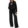 imageXIEERDUO Womens Half Zip Sweatsuits Two Piece Travel Outfits Oversized Ribbed Sweatshirts Sweatpants Lounge Sets S3XLA01black