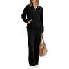imageXIEERDUO Womens Half Zip Sweatsuits Two Piece Travel Outfits Oversized Ribbed Sweatshirts Sweatpants Lounge Sets S3XLA01black
