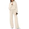imageXIEERDUO Womens Half Zip Sweatsuits Two Piece Travel Outfits Oversized Ribbed Sweatshirts Sweatpants Lounge Sets S3XLA04apricot