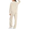 imageXIEERDUO Womens Half Zip Sweatsuits Two Piece Travel Outfits Oversized Ribbed Sweatshirts Sweatpants Lounge Sets S3XLA04apricot