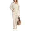 imageXIEERDUO Womens Half Zip Sweatsuits Two Piece Travel Outfits Oversized Ribbed Sweatshirts Sweatpants Lounge Sets S3XLA04apricot