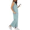 imageXIEERDUO Womens Two Piece Lounge Sets Sleeveless Crewneck Wide Leg Tracksuits 2 Piece Summer Travel Outfits Casual Loungewear Casual Spring M