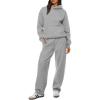 imageXIEERDUO Womens 2 Piece Outfits 2024 Sweatsuit Set Track Suits Oversized Hoodie Sweatshirts Wide Leg Sweatpants with PocketsA03light Grey