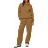 imageXIEERDUO Womens 2 Piece Outfits 2024 Sweatsuit Set Track Suits Oversized Hoodie Sweatshirts Wide Leg Sweatpants with PocketsA10 Khaki