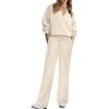 imageXIEERDUO Womens Half Zip Sweatsuits Two Piece Travel Outfits Oversized Ribbed Sweatshirts Sweatpants Lounge Sets S3XLA04apricot