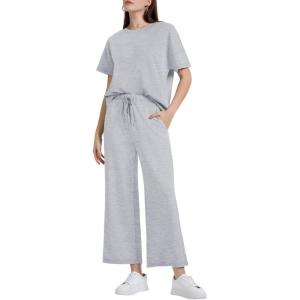 imageXIEERDUO Womens 2 Piece Outfits For Women Loose Pajamas Pullover Tops And Wide Leg Pants Lounge Sets Tracksuit Sweatsuit04light Grey