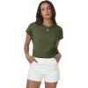 imageWomens Tops Summer Sweater Short Sleeve Shirts Dressy Casual Basic Casual Cap Sleeve Tops Beach Vacation ClothesOlive Green