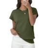 imageWomens Tops Summer Sweater Short Sleeve Shirts Dressy Casual Basic Casual Cap Sleeve Tops Beach Vacation ClothesOlive Green