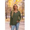 imageXIEERDUO Sweater for Women Long Sleeve Henley Shirts Tunic Tops to Wear with Leggings crew neck Sweaters Trendy 2024Armygreen