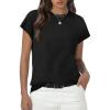 imageWomens Tops Summer Sweater Short Sleeve Shirts Dressy Casual Basic Casual Cap Sleeve Tops Beach Vacation ClothesBlack