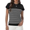 imageWomens Tops Summer Sweater Short Sleeve Shirts Dressy Casual Basic Casual Cap Sleeve Tops Beach Vacation ClothesBlack White
