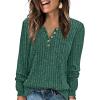 imageXIEERDUO Sweater for Women Long Sleeve Henley Shirts Tunic Tops to Wear with Leggings crew neck Sweaters Trendy 2024Dark Green
