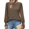 imageXIEERDUO Blouses for Women Dressy Casual Long Sleeve Shirts Fashion Clothing Puff Sleeve Tunic Tops with Smocked CuffsCcoffee