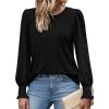 imageXIEERDUO Blouses for Women Dressy Casual Long Sleeve Shirts Fashion Clothing Puff Sleeve Tunic Tops with Smocked CuffsEblack