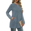 imageXIEERDUO Long Sleeve Shirts for Women Crewneck Tunic Tops Loose Fit Dressy Womens Sweaters with Pockets Fall Fashion 2025Blue