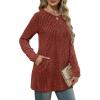 imageXIEERDUO Long Sleeve Shirts for Women Crewneck Tunic Tops Loose Fit Dressy Womens Sweaters with Pockets Fall Fashion 2025Caramel
