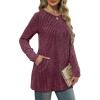 imageXIEERDUO Long Sleeve Shirts for Women Crewneck Tunic Tops Loose Fit Dressy Womens Sweaters with Pockets Fall Fashion 2025Fuchsia