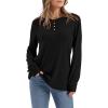 imageXIEERDUO Long Sleeve Shirts for Women Henley Fall Womens Tops Crew Neck Blouses Dressy Casual Winter Clothes S3XlBlack