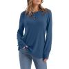 imageXIEERDUO Long Sleeve Shirts for Women Henley Fall Womens Tops Crew Neck Blouses Dressy Casual Winter Clothes S3XlBlue