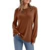 imageXIEERDUO Long Sleeve Shirts for Women Henley Fall Womens Tops Crew Neck Blouses Dressy Casual Winter Clothes S3XlCaramel