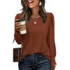 imageXIEERDUO Blouses for Women Dressy Casual Long Sleeve Shirts Fashion Clothing Puff Sleeve Tunic Tops with Smocked CuffsDcaramel