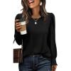 imageXIEERDUO Blouses for Women Dressy Casual Long Sleeve Shirts Fashion Clothing Puff Sleeve Tunic Tops with Smocked CuffsEblack