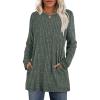 imageXIEERDUO Long Sleeve Shirts for Women Crewneck Tunic Tops Loose Fit Dressy Womens Sweaters with Pockets Fall Fashion 2025Green