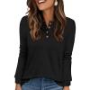 imageXIEERDUO Long Sleeve Shirts for Women Henley Fall Womens Tops Crew Neck Blouses Dressy Casual Winter Clothes S3XlBlack