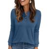 imageXIEERDUO Long Sleeve Shirts for Women Henley Fall Womens Tops Crew Neck Blouses Dressy Casual Winter Clothes S3XlBlue