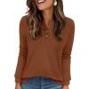 imageXIEERDUO Long Sleeve Shirts for Women Henley Fall Womens Tops Crew Neck Blouses Dressy Casual Winter Clothes S3XlCaramel