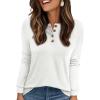 imageXIEERDUO Long Sleeve Shirts for Women Henley Fall Womens Tops Crew Neck Blouses Dressy Casual Winter Clothes S3XlWhite