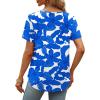 imageWomens Summer Tops Square Neck Pleated Front Short Sleeve Tunic Shirts S3XL26blue Floral