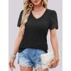 imageXIEERDUO Lace Puff Sleeve Tops for Women 2024 V Neck Shirts Womens Shirts Dressy Casual Loose Tops Summer Tee ShirtA01black
